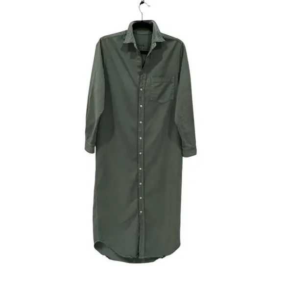 Frank & Eileen Famous Denim Rory Dress Maxi Shirtdress In Thyme Green Size XS - Picture 5 of 14